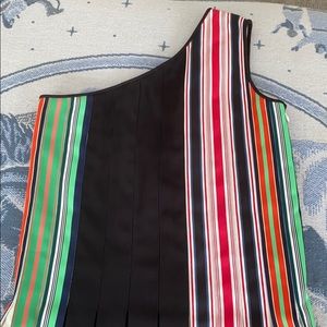 Diane von Furstenberg One Shoulder Ribbon Striped